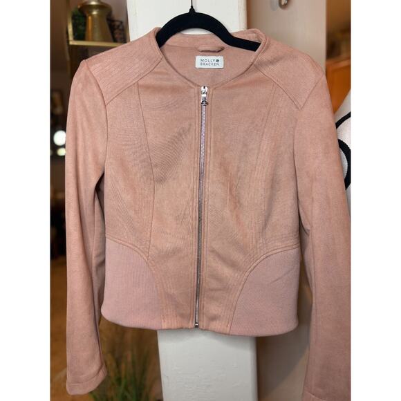 Molly Bracken Pastel Pink Suede Jacket Size Small - Picture 4 of 6